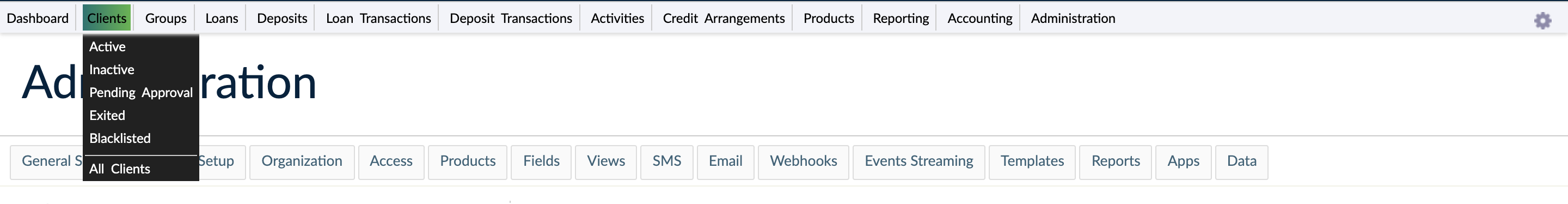 Navigation bar with menu items